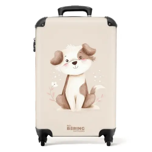 Hond in de kleuren bruin en beige NBS - Handbagage koffer - Kinderen Unisex middel -productfoto_recht