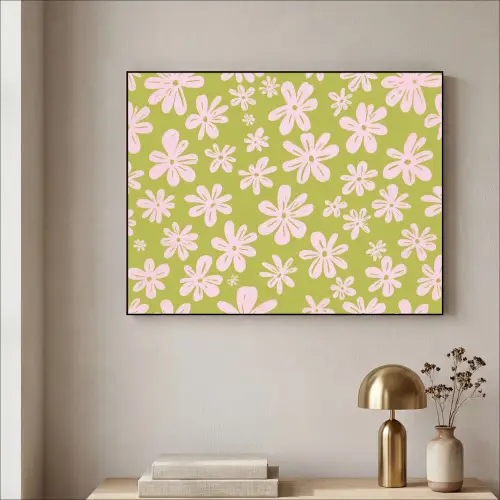 Bloemen - Roze - Getekend - Patroon Textielframe - compleet frame klein -sfeer2