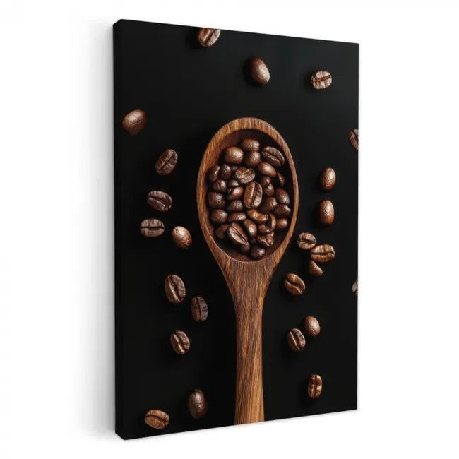 Hout - Zwart - Koffiebonen KitchenYeah - Keuken - Canvas klein -3d
