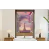 Doorkijk - Parijs - Eiffeltoren - Roze - Kersenbloesem fotobehang vinyl groot -bed