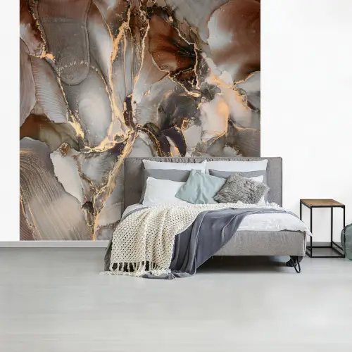 Grijs - Goud - Marmer - Marmerlook fotobehang vinyl groot -slaapkamer