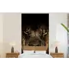 Leeuw - Dieren - Zwart - Portret fotobehang vinyl groot -bed