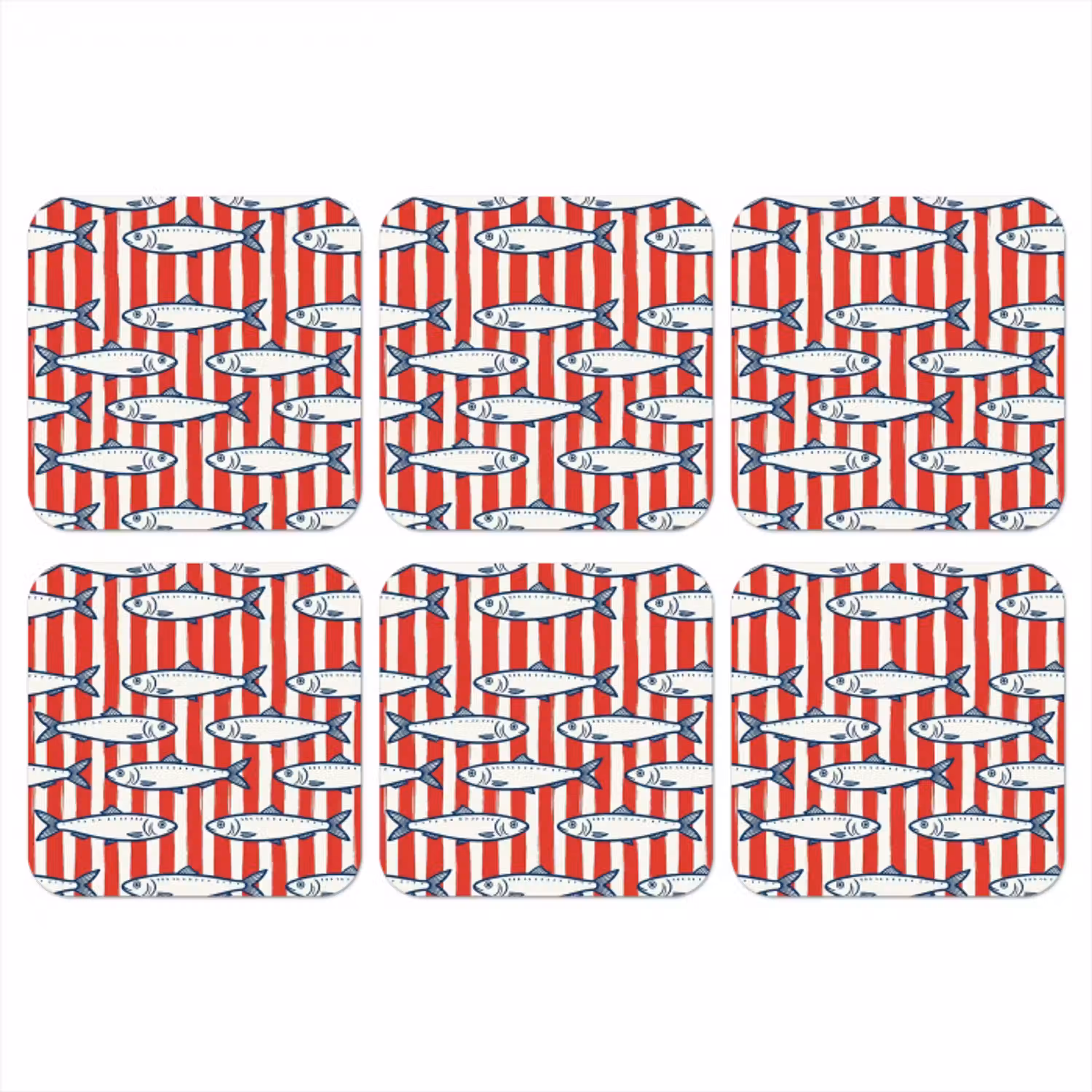 Vis - Patroon - Strepen - Illustratie - Rood onderzetter kurk middel -3d