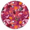 Zomer - Vlinder - Donker - Roze Wandcirkel kunststof plaat 5mm dik klein 188 -3d