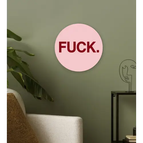 Statement - Krachtig - Roze Wandcirkel kunststof plaat 5mm dik klein -sfeer3