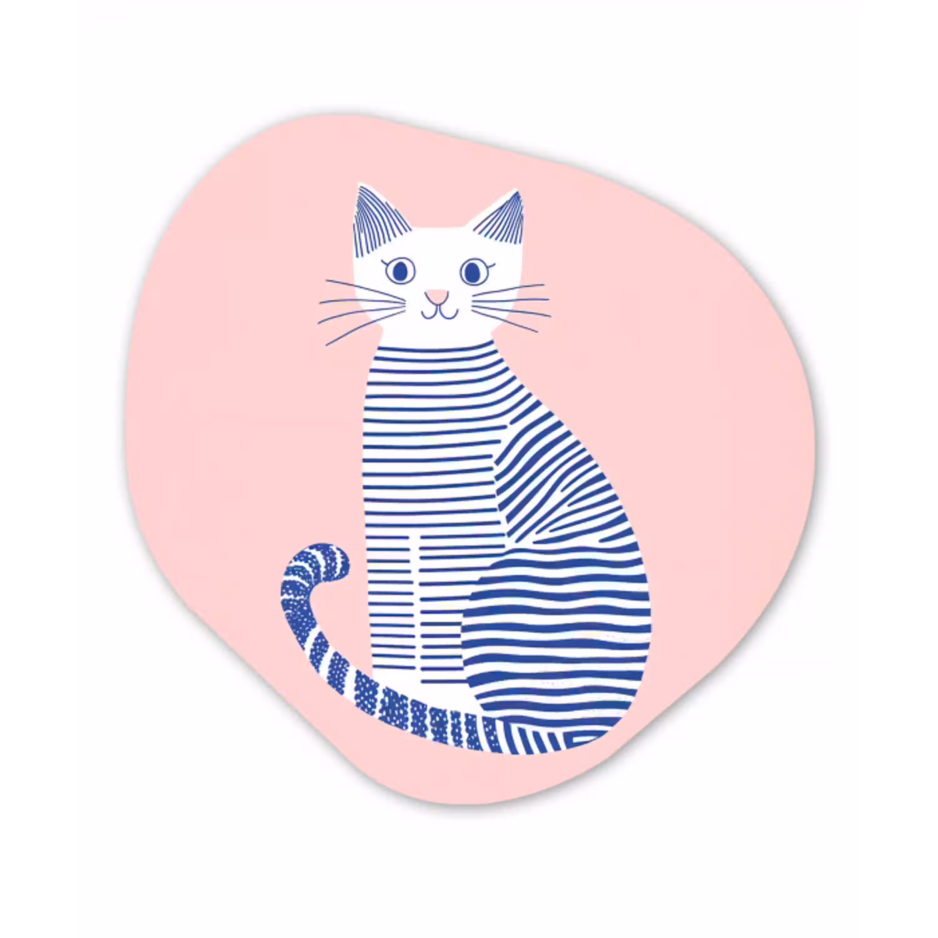 Kat - Illustratie - Minimalistisch - Roze Wandcirkel Organisch Aluminium middel -3d