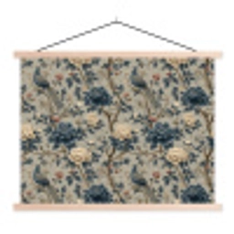 Pauw - Bloemen - Blauw textielposter latten blank klein 122 -3d