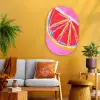 Grapefruit - Geschilderd - Roze - Strepen Wandcirkel Ovaal Glas middel -sfeer4