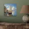 Zeilschip - Huizen - Kade - Zee aluminium wit klein -sfeer2