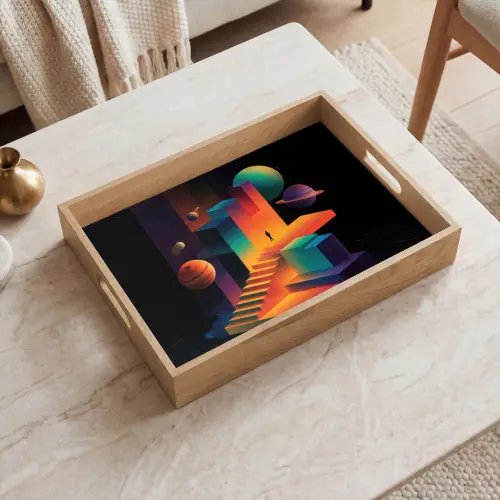 Abstract - Trappen - Mens - Planeten Dienblad Rechthoek middel -sfeer1