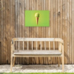 Hoorntje - Schepijs - Groen Tuinposter op houten frame 2 cm dik klein -sfeer4