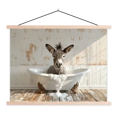 Ezel - Dieren - Badkuip - Schuim textielposter latten blank klein -3d