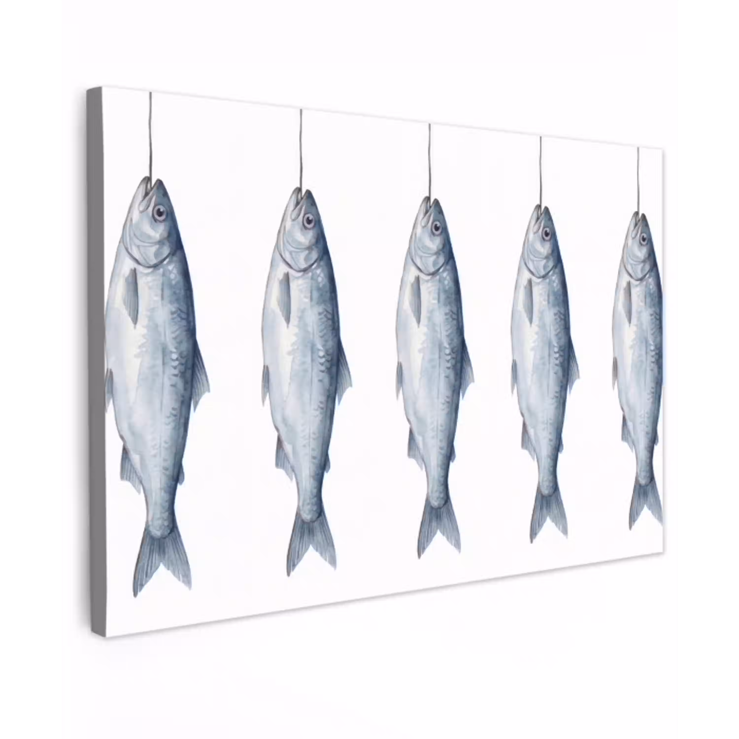Vissen - Illustratie - Delfts - Blauw canvas 2cm klein -z3d