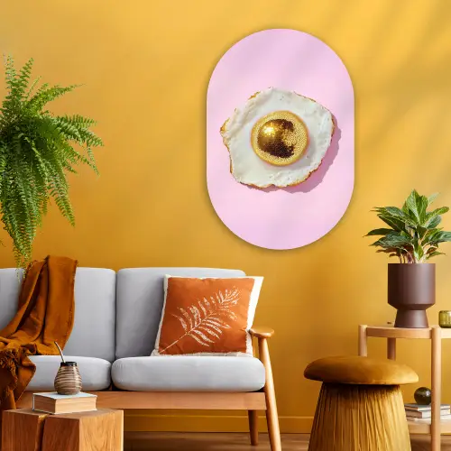 Ei - Disco - Ontbijt - Glitter Wandcirkel Ovaal Glas middel -sfeer4