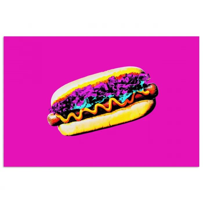 Hotdog - Roze - Retro poster papier klein -3d
