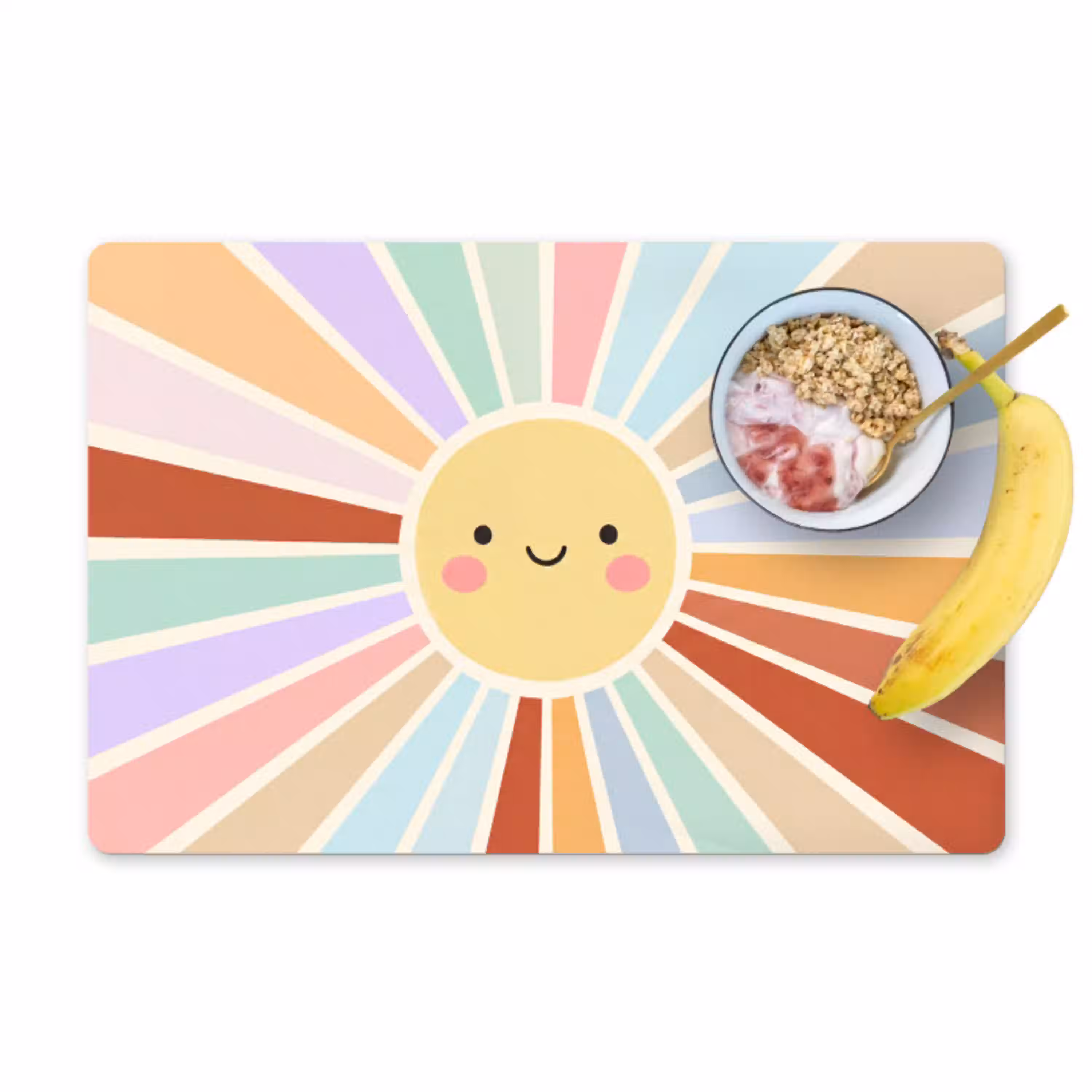 Zon - Stralen - Vrolijk - Kleurrijk - Abstract Placemat vinyl groot -zzzproduct_Kitchenyeah-website