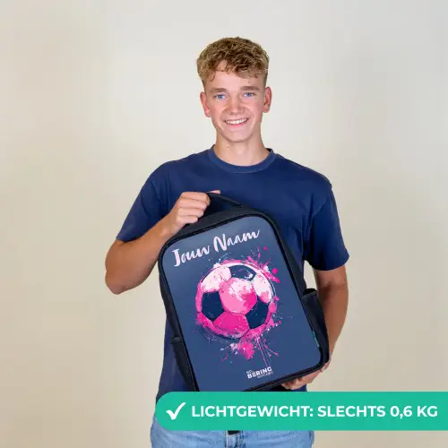 Voetbalvibes -  Verf - Roze - Blauw Rugzak - Zwart middel -sfeer7_NL