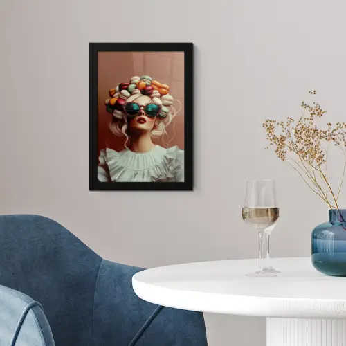 Vrouw - Macarons - Bril fotolijst zwart zonder passe partout klein -sfeer4