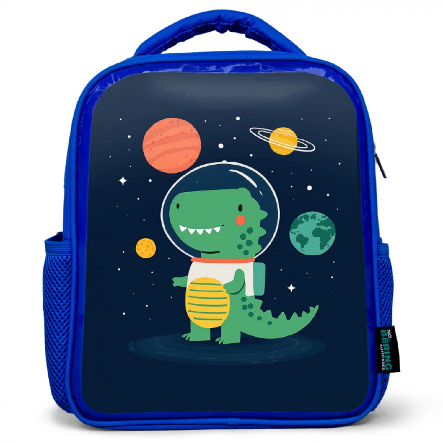 Dino - Ruimtepak - Planeten Kinderrugzak - Blauw middel -3d