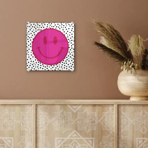 Smiley - Roze - Stippen plexiglas 5mm klein -sfeer5