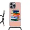 Boeken - Stapel - Kleurrijk Hoesje iPhone 16 Pro Max met koord klein -3d
