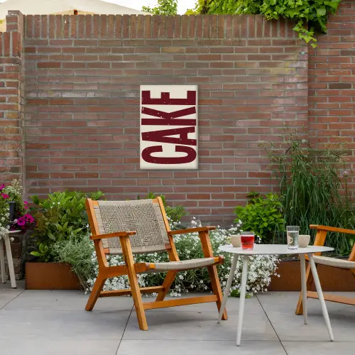 Red - Cake - Decoratie - Eten Tuinposter op houten frame 2 cm dik klein -sfeer3