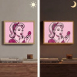 Vintage - Vrouw - Roze Light Box met batterij (Wandlamp) middel -sfeer3