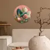 Tropische bladeren - Bloemen - Roze - groen Wandcirkel behangsticker klein -sfeer1