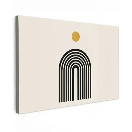 Minimalistisch - Zwarte boog - Gouden cirkel canvas 2cm klein -z3d
