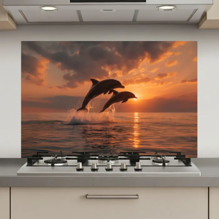 Dolfijnen - Zee - Realistisch keuken achterwand spatscherm klein -3d_website