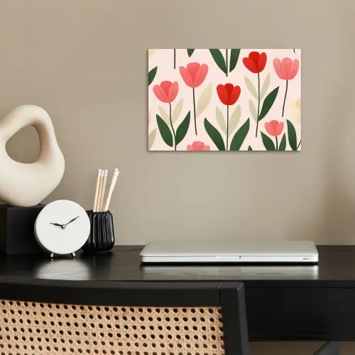 Tulpen - Modern - Roze poster papier klein -sfeer1