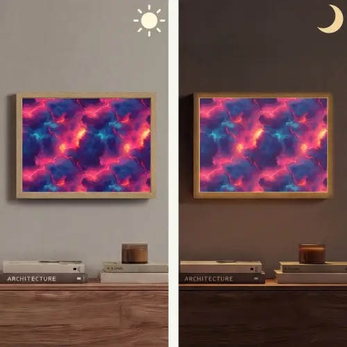 Bliksem - Wolken - Kleurenrijk Light Box met batterij (Wandlamp) middel 907 -sfeer3