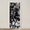 Springen - Paard - Zwart - Wit deurposter klein -3d_beige