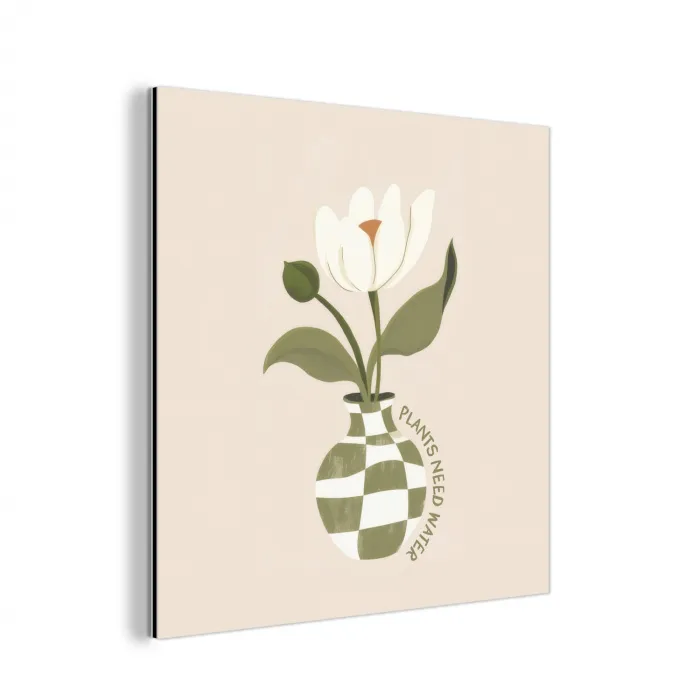 Bloem - Wit - Vaas - Quote aluminium wit klein -3d