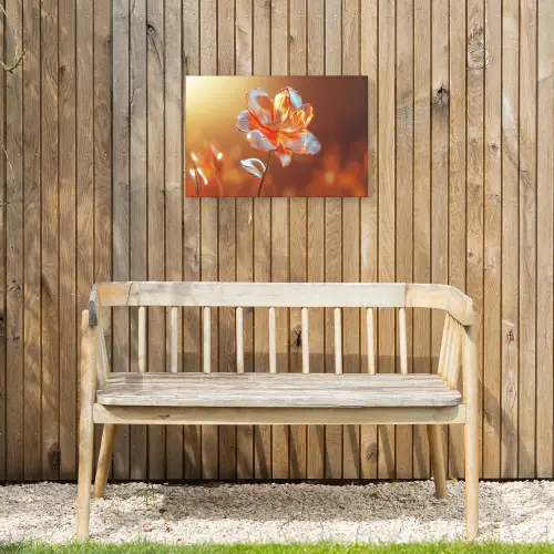 Glazen - Bloem - Zonlicht Tuinposter op houten frame 2 cm dik klein -sfeer4