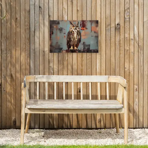 Geschilderd - Abstract - Uil - Bruin Tuinposter op houten frame 2 cm dik klein -sfeer4