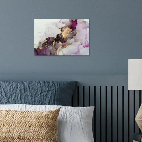 Marmer - Abstract - Goud - Paars poster papier klein -sfeer2