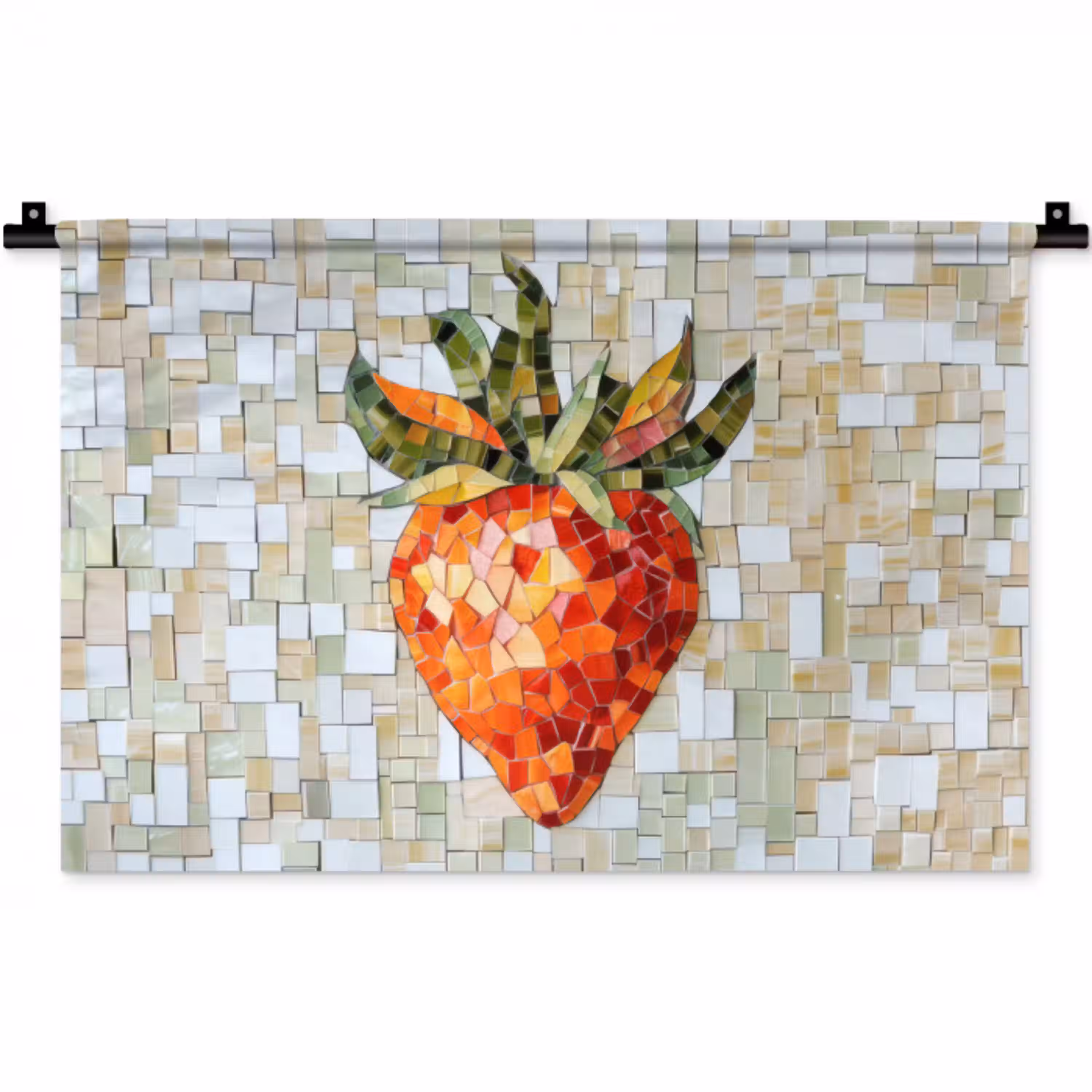 Aardbei - Rood - Mozaïek - Fruit Wandkleed katoen klein -zz3d