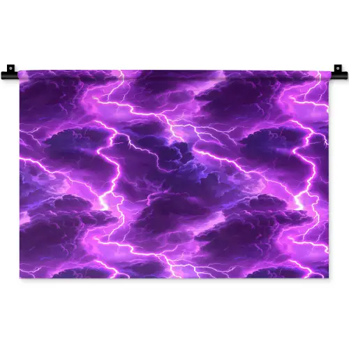 Paars - Bliksem - Wolken Wandkleed katoen klein 269 -zz3d
