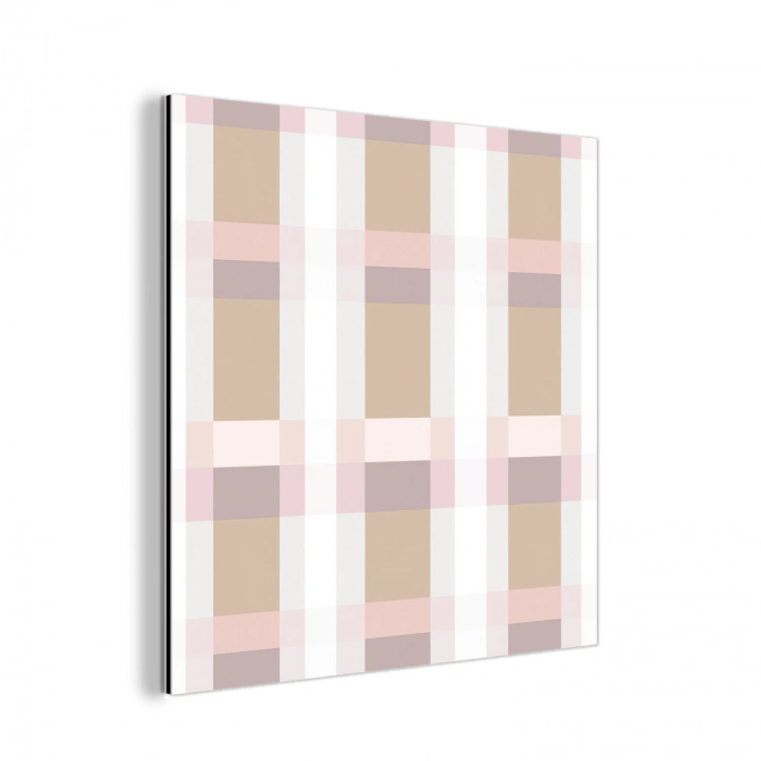 Ruitpatroon - Aardetinten - Minimalistisch aluminium wit klein 46 -3d