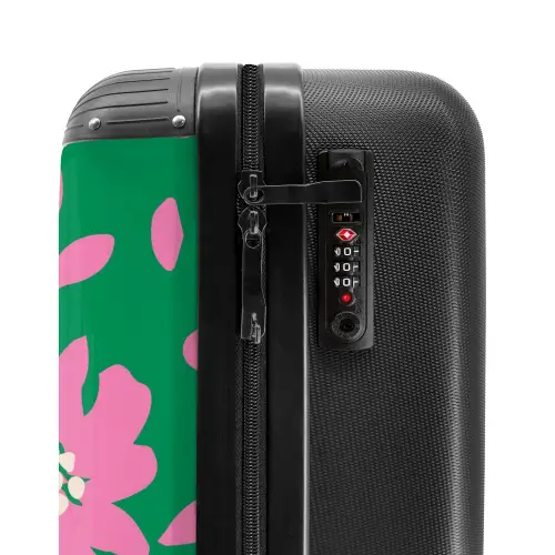 Pastel bloemen - Roze met groen NBS - Handbagage koffer - Kinderen Unisex middel -slot