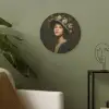 Bloemenhoed - Portret - Vrouw Akoestische PET Vilt - Rond klein -sfeer2