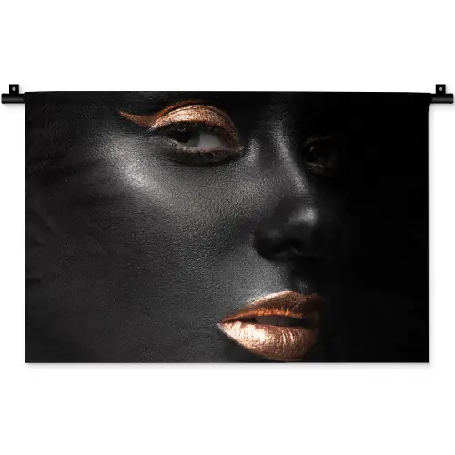 Vrouw - Make-up - Koper - Zwart Wandkleed katoen klein -zz3d