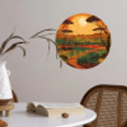 Landschap - Afrikaans - Zon Wandcirkel behangsticker klein -sfeer3