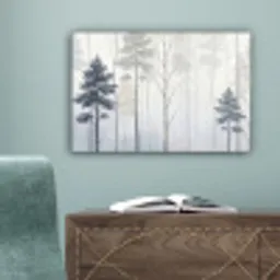 Bos - Bomen - Mist - Natuur - Illustratie - Grijs canvas 2cm klein -sfeer4