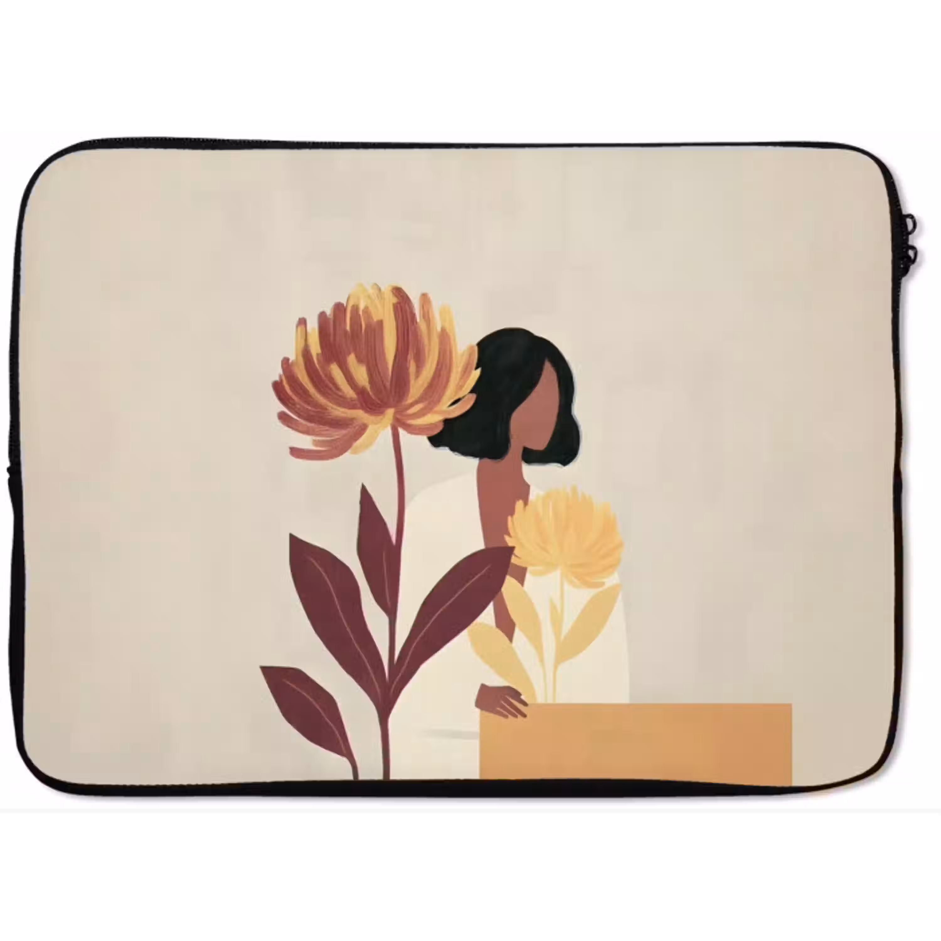 Vrouw - Minimalistisch - Bloem laptophoes neopreen klein -zkaufland3dotto