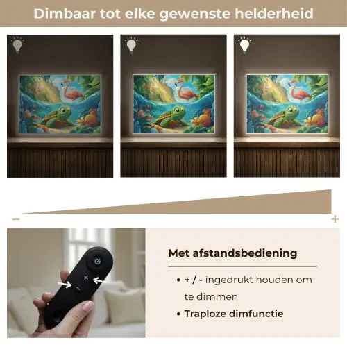 Schildpad - Flamingo - Tropisch - Oceaan Light Box met batterij (Wandlamp kind) middel -USP_dimbaarNL