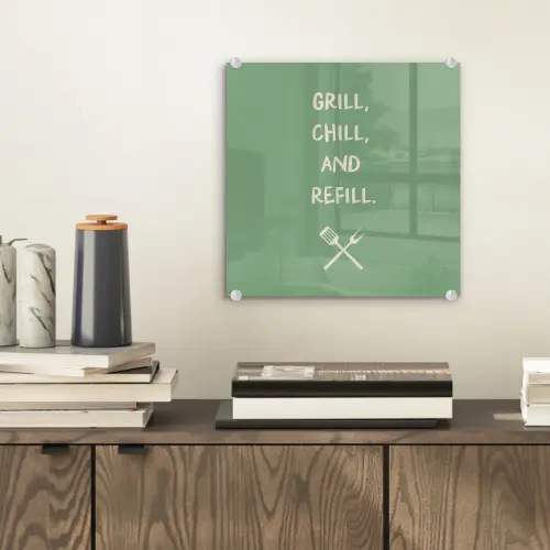 Grill - Groen - Zomer - Quote plexiglas 5mm klein -sfeer1