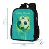 Voetbalvibes - Verfspatten - Groen - Blauw Rugzak - Zwart middel -productfoto_formaten