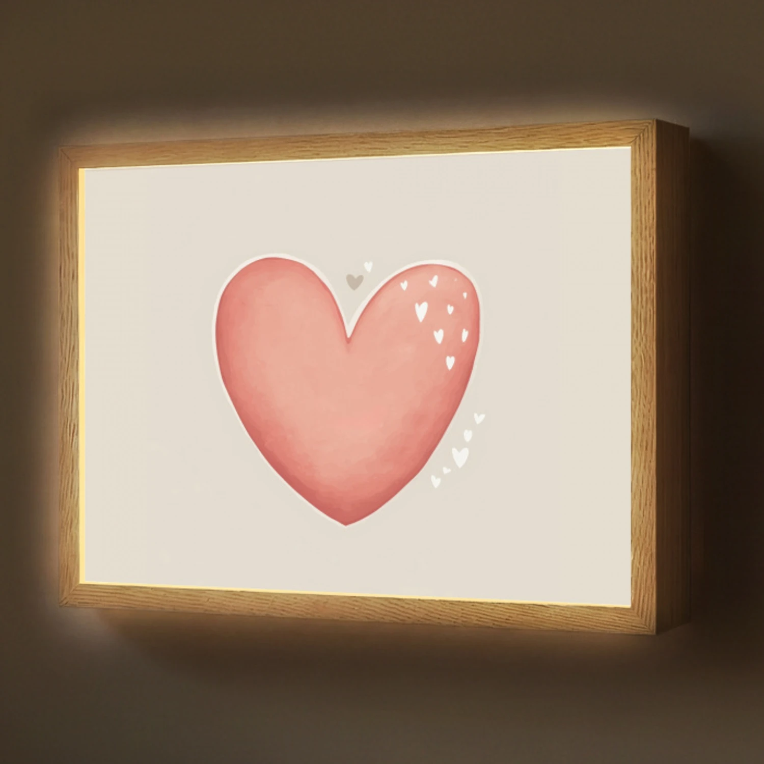 Rood - Hart - Beige Light Box met batterij (Wandlamp) middel -z3d_website